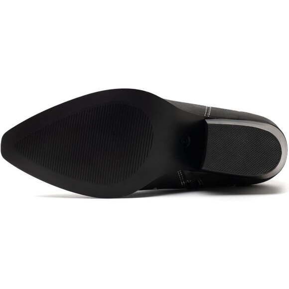 Anjoufemme Mid-calf Boot Black Polyurethane Embroidered Round-toe temperament - Picture 9 of 9